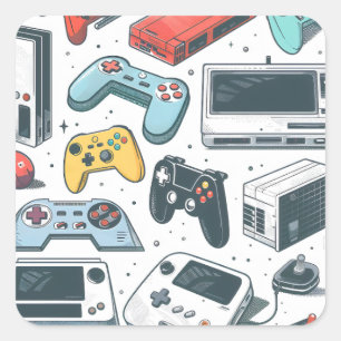 Retro games  square sticker