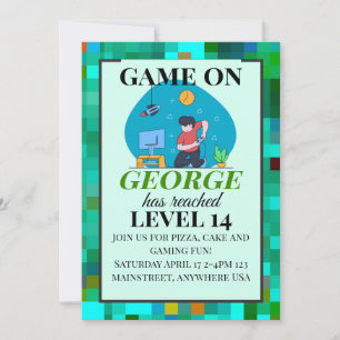Retro Gaming Birthday Invitation Card