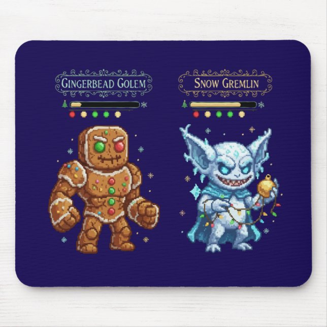 Retro Gaming Christmas | Pixel Art Gingerbread  Mouse Mat (Front)