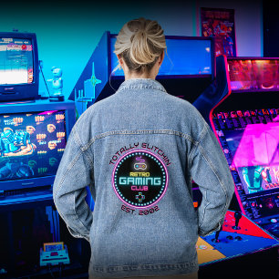 Retro Gaming Club Round Denim Jacket