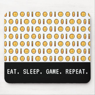 Retro Gaming Coins Pixel Pattern Mouse Mat
