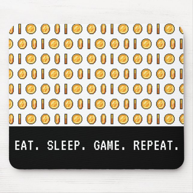 Retro Gaming Coins Pixel Pattern Mouse Mat (Front)