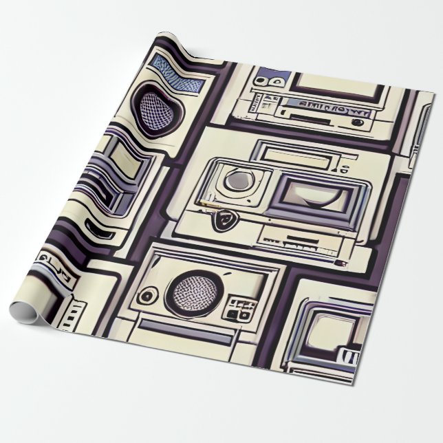 Retro gaming consoles wrapping paper (Unrolled)
