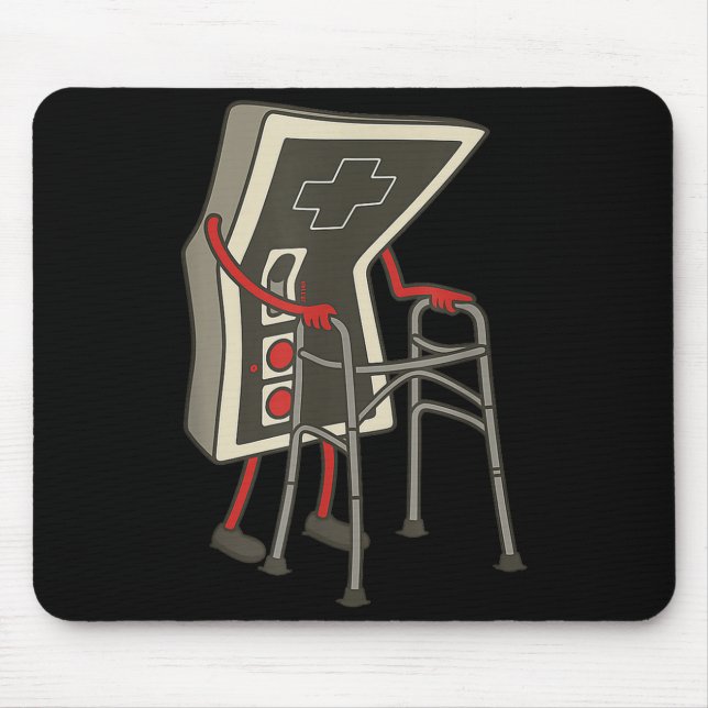 Retro Gaming Controller Old Gamer With Walker Funn Mouse Mat (Front)