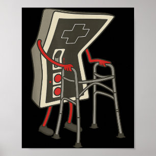 Retro Gaming Controller Old Gamer With Walker Funn Poster