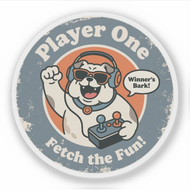Retro Gaming Dog "Winner's Bark!" Vintage Graphic  (Front)