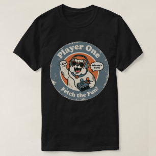 Retro Gaming Dog "Winner's Bark!" Vintage Graphic T-Shirt