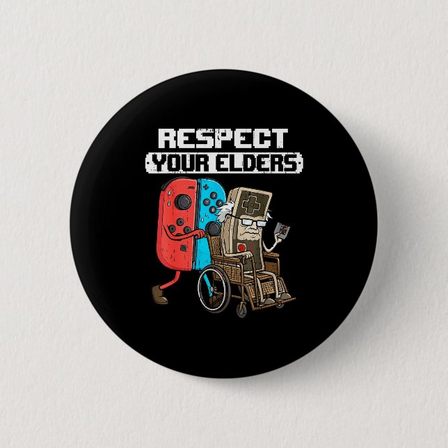 Retro Gaming Funny Gamer Controller 80s Respect Yo 6 Cm Round Badge (Front)