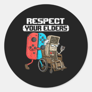 Retro Gaming Funny Gamer Controller 80s Respect Yo Classic Round Sticker