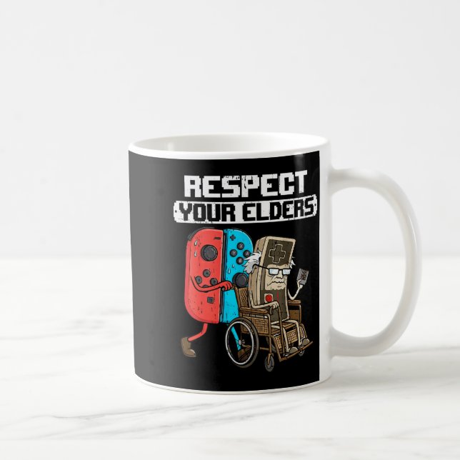 Retro Gaming Funny Gamer Controller 80s Respect Yo Coffee Mug (Right)