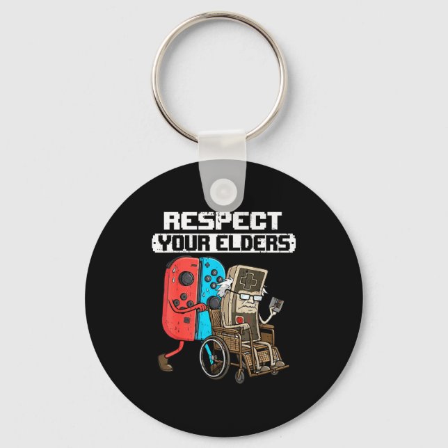 Retro Gaming Funny Gamer Controller 80s Respect Yo Key Ring (Front)