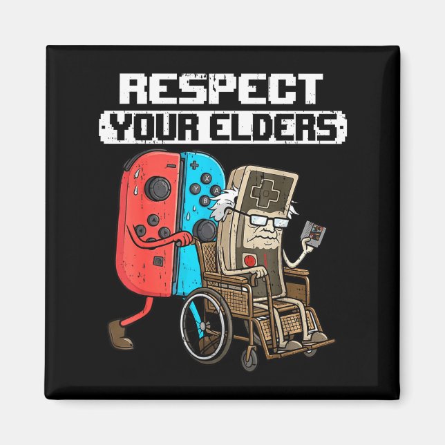 Retro Gaming Funny Gamer Controller 80s Respect Yo Magnet (Front)