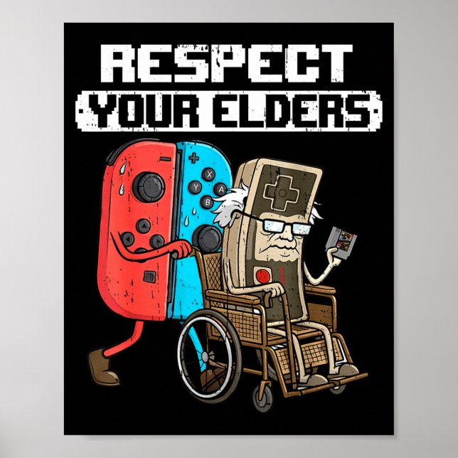 Retro Gaming Funny Gamer Controller 80s Respect Yo Poster (Front)
