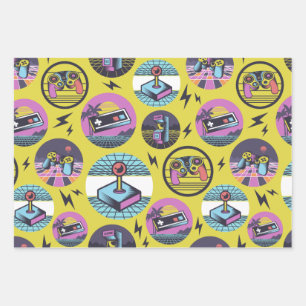 Retro Gaming Geek Gamer 80s Wrapping Paper Sheet