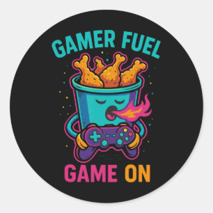 Retro Gaming Humour Rpg Game On Funny Chicken Wing Classic Round Sticker