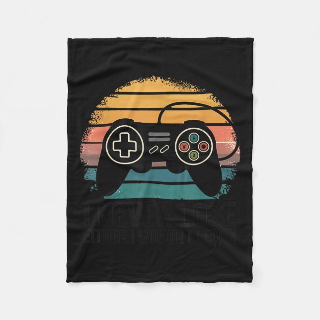Retro Gaming I Never Lose - Either I Win Or I Lear Fleece Blanket (Front)