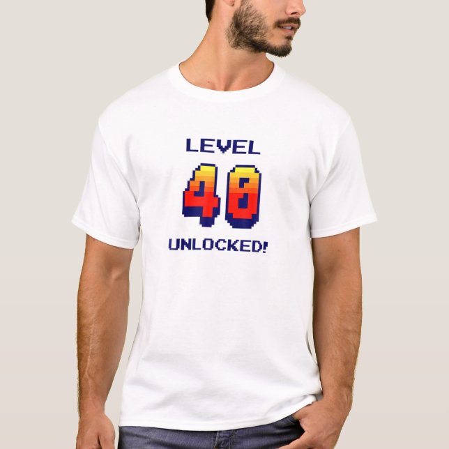 Retro Gaming Level 40 Unlocked 40 Years Old T-Shirt (Front)