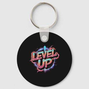 Retro Gaming Level Up Boys Girls Men Women 1 Key Ring