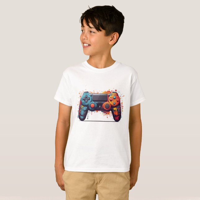 Retro Gaming Splash Art Graphic Tee for Gamers  (Front Full)