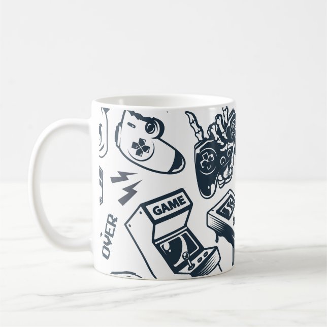 Retro gaming vintage pattern. coffee mug (Left)