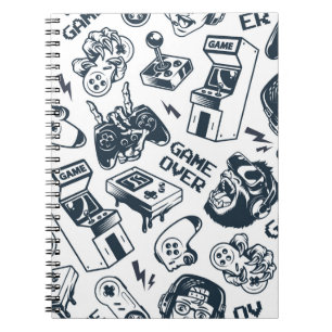 Retro gaming vintage pattern. notebook