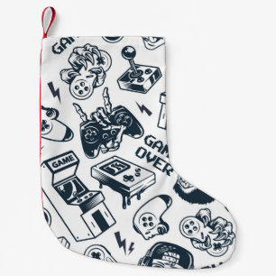 Retro gaming vintage pattern. small christmas stocking