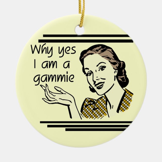 Retro Gammie T-shirts and Gifts Ceramic Tree Decoration (Front)