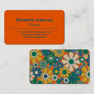 Retro Garden 60s 70s Aesthetic Floral Pattern Business Card