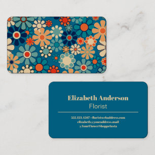 Retro Garden 60s 70s Aesthetic Floral Pattern Business Card
