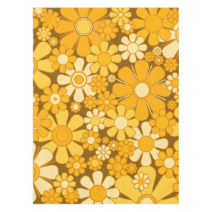 Retro Garden Cheerful 60s 70s Floral Pattern Tablecloth