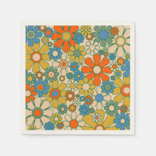 Retro Garden Floral 60s 70s Pattern Napkin