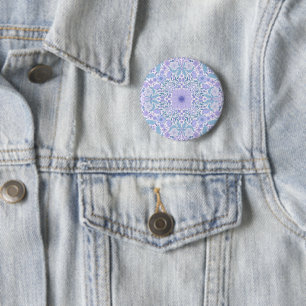 Retro garden florals in blue and violet 6 cm round badge