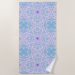 Retro garden florals in blue and violet beach towel