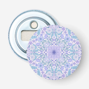 Retro garden florals in blue and violet bottle opener