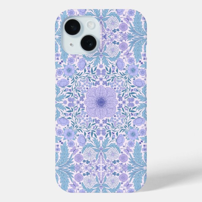 Retro garden florals in blue and violet Case-Mate iPhone case (Back)