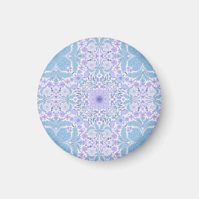 Retro garden florals in blue and violet magnet (Front)