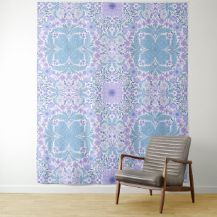 Retro garden florals in blue and violet tapestry