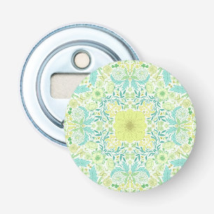Retro garden florals in green and yellow bottle opener