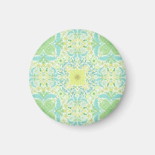 Retro garden florals in green and yellow magnet