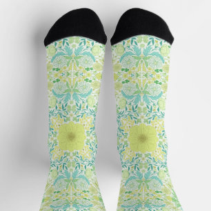 Retro garden florals in green and yellow socks