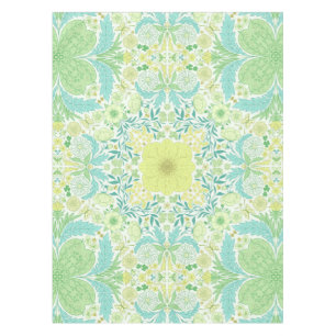 Retro garden florals in green and yellow tablecloth