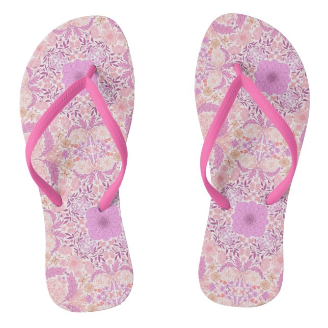 Retro garden florals  in pink flip flops (Footbed)