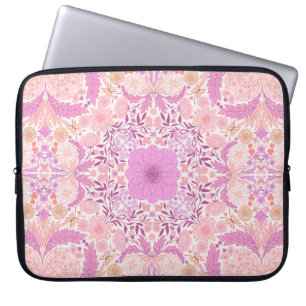 Retro garden florals in pink laptop sleeve