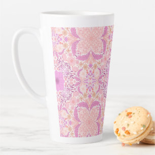 Retro garden florals  in pink latte mug