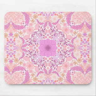 Retro garden florals in pink mouse mat