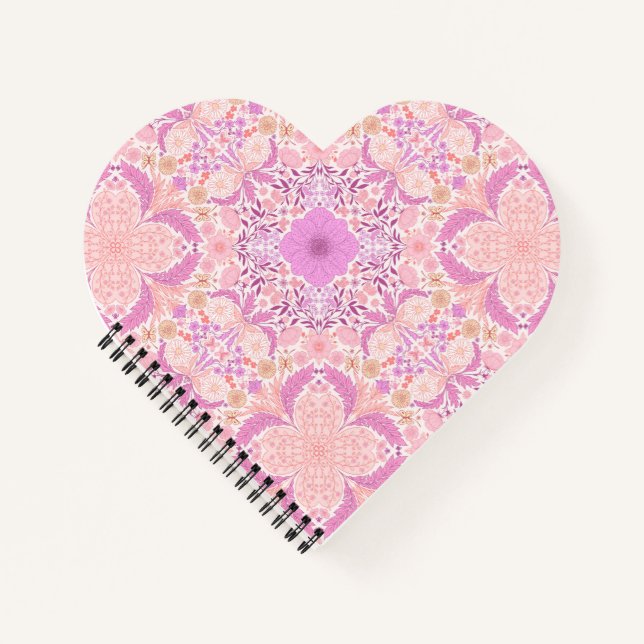 Retro garden florals  in pink notebook (Front)