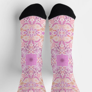 Retro garden florals  in pink socks