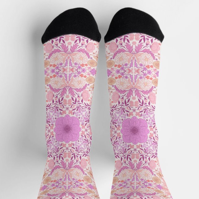 Retro garden florals  in pink socks (Top)
