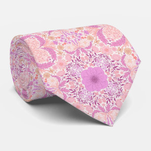Retro garden florals  in pink tie