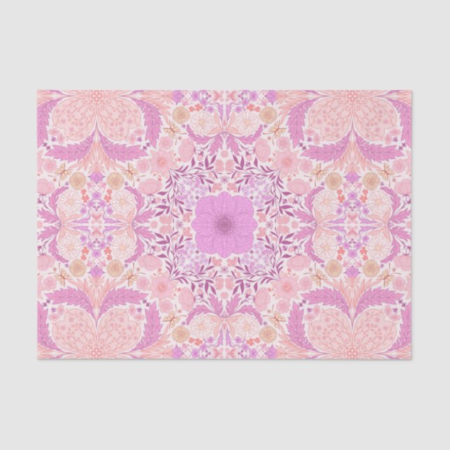 Retro garden florals  in pink tissue paper (Front)